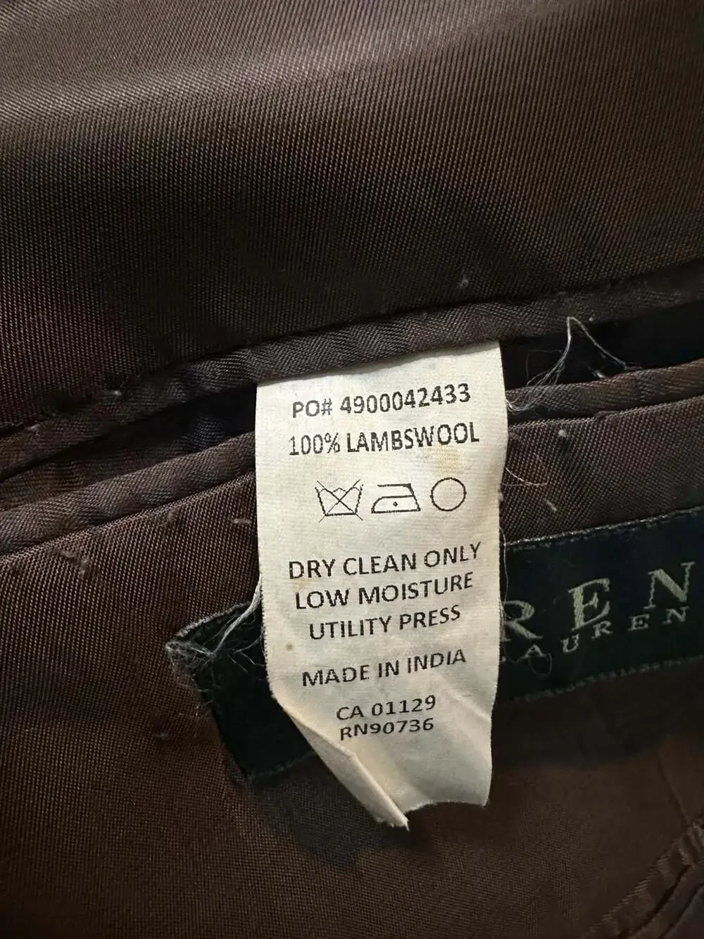 Lauren Ralph Lauren Men's Brown Lambswool Two Button Blazer Sport Coat